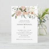 Eenvoudige Boho Neutrale Waterverf Flowers | Bapti Kaart (Staand voorkant)