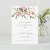 Eenvoudige Boho Neutrale Waterverf Flowers | Bapti Kaart (Staand voorkant)