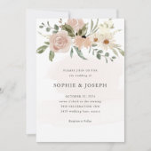 Eenvoudige Boho Neutrale Waterverf Flowers | Wedde Kaart (Voorkant)