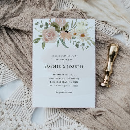 Eenvoudige Boho Neutrale Waterverf Flowers | Wedde Kaart