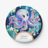 Eenvoudige Boho Octopus Verjaardag Papieren Bordje (Voorkant)