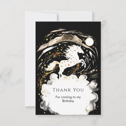 Eenvoudige Boho Paard Verjaardag Bedankkaart (Voorkant)