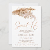 Eenvoudige Boho Pampas Grass Sweet 16 Verjaardag Kaart (Voorkant)
