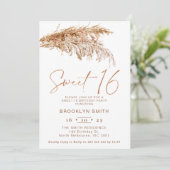 Eenvoudige Boho Pampas Grass Sweet 16 Verjaardag Kaart (Staand voorkant)