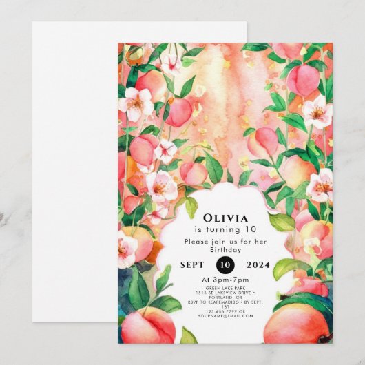 Eenvoudige Boho Peach Verjaardag Kaart (Voorkant / Achterkant)