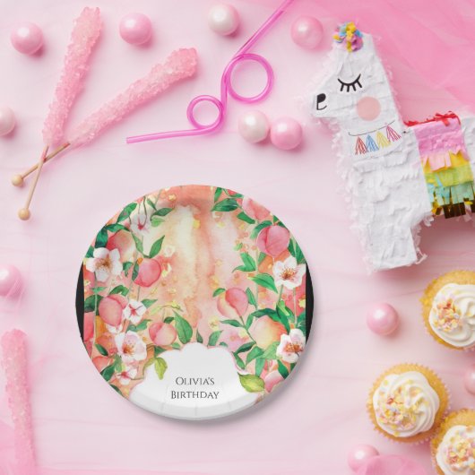 Eenvoudige Boho Peach Verjaardag Papieren Bordje (Feest)