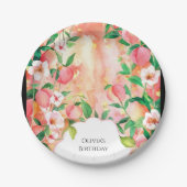 Eenvoudige Boho Peach Verjaardag Papieren Bordje (Voorkant)