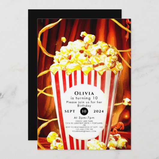 Eenvoudige Boho Popcorn Verjaardag Kaart (Voorkant / Achterkant)