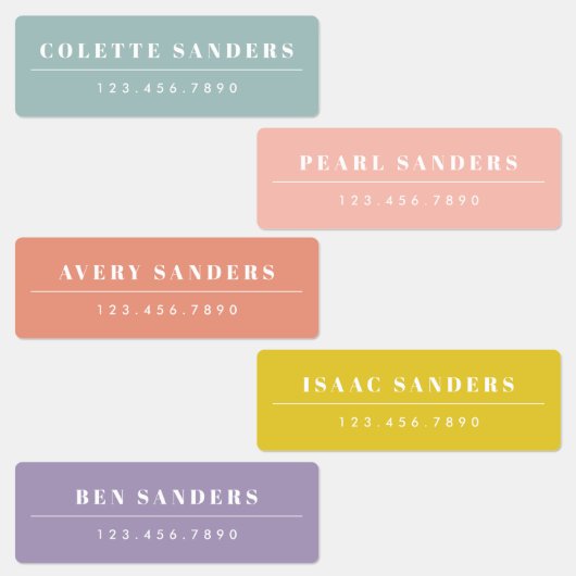 Eenvoudige Boho Rainbow Waterbestendige Naam Labels (Groep)