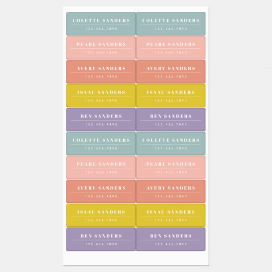 Eenvoudige Boho Rainbow Waterbestendige Naam Labels (Vel)