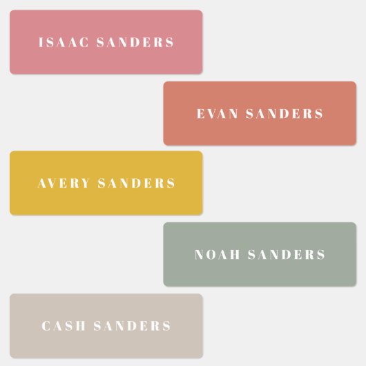 Eenvoudige Boho Rainbow Waterbestendige Naam Labels (Groep)