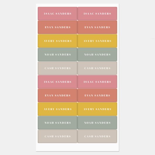 Eenvoudige Boho Rainbow Waterbestendige Naam Labels (Vel)