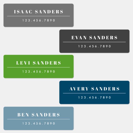 Eenvoudige Boho Rainbow Waterbestendige Naam Labels (Groep)