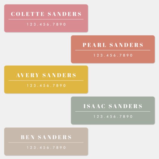 Eenvoudige Boho Rainbow Waterbestendige Naam Labels (Groep)