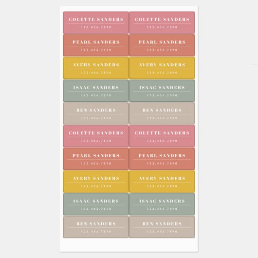 Eenvoudige Boho Rainbow Waterbestendige Naam Labels (Vel)