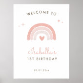 Eenvoudige Boho Regenboog 1e Verjaardag Welkomstbo Poster (Voorkant)