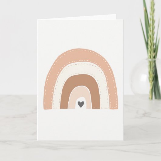 Eenvoudige Boho Regenboog Hart Kaart (Voorkant)