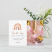 Eenvoudige Boho Regenboog Kinderen Verjaardag Beda Bedankkaart (Staand voorkant)