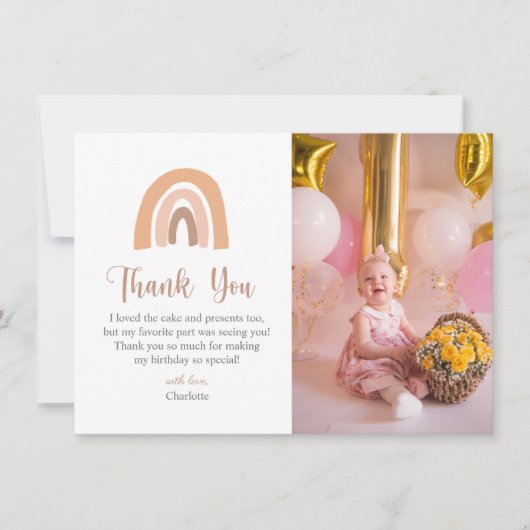 Eenvoudige Boho Regenboog Kinderverjaardag Bedankt (Voorkant)