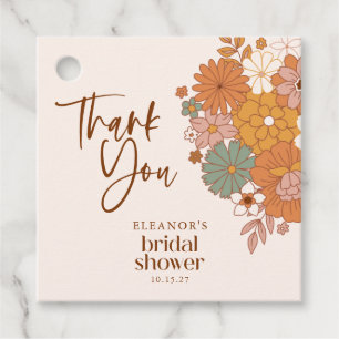 Eenvoudige Boho Retro Bloem Bruidsfeest Aangepaste Bedankjes Labels