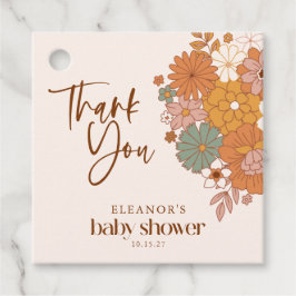 Eenvoudige Boho Retro Bloemen Baby shower Aangepas Bedankjes Labels