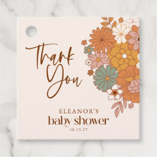 Eenvoudige Boho Retro Bloemen Baby shower Aangepas Bedankjes Labels