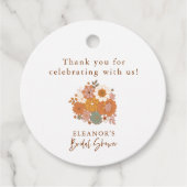 Eenvoudige Boho Retro Bloemen Vrijgezellenfeest Aa Bedankjes Labels (Voorkant)