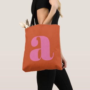 Eenvoudige Boho Roze Oranje Krachtige Monogram Ini Tote Bag