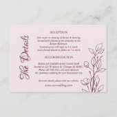 Eenvoudige Boho Ruby wijn bruiloft details Informatiekaartje (Voorkant)