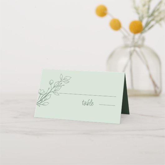 Eenvoudige Boho Sage Green, gevouwen Trouwplaats K Plaatskaartje (Voorkant)