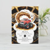 Eenvoudige Boho Schattige Monster Truck Verjaardag Kaart (Staand voorkant)