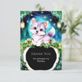 Eenvoudige Boho Schattige Wolf Verjaardag Bedankkaart (Staand voorkant)