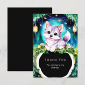 Eenvoudige Boho Schattige Wolf Verjaardag Bedankkaart (Voorkant / Achterkant)