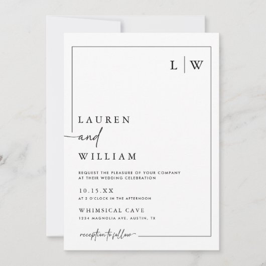 Eenvoudige boho script foto QR code bruiloft Kaart (Voorkant)