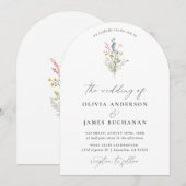 Eenvoudige Boho Spring Wildflower Arch Garden Wedd Kaart (Voorkant / Achterkant)