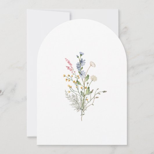 Eenvoudige Boho Spring Wildflower Arch Garden Wedd Kaart (Achterkant)