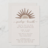 Eenvoudige Boho Sun Brown en Taupe Wedding Invitat Kaart (Voorkant / Achterkant)