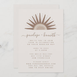 Eenvoudige Boho Sun Brown en Taupe Wedding Invitat Kaart