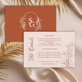 Eenvoudige Boho terracotta bruiloft details Informatiekaartje