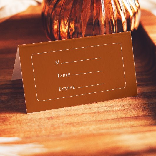 Eenvoudige Boho Terracotta Entree Choice Folded Plaatskaartje