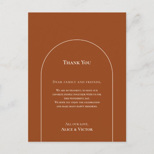 Eenvoudige Boho Terracotta Reception Hartelijk dan Briefkaart (Voorkant)