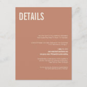Eenvoudige Boho Terracotta Typography Weddenschap Informatiekaartje (Voorkant)