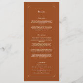 Eenvoudige Boho Terracotta Wedding Flat Menu (Voorkant)