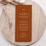Eenvoudige Boho Terracotta Wedding Flat Menu<br><div class="desc">Dit Simple Boho Terracotta Wedding Flat Menu-ontwerp biedt een gesofisticeerd gedempt palet van neutraal ivoor, gekoppeld aan een prachtige mix en opties voor roestterracotta, sage green en plum. De onderverklaarde elegantie van eenvoudige typografie en zachte bogen creëer een verzachtend en gepolijst estheticum met een klassieke, minimalistische stijl. De coördinerende aanvullende...</div>