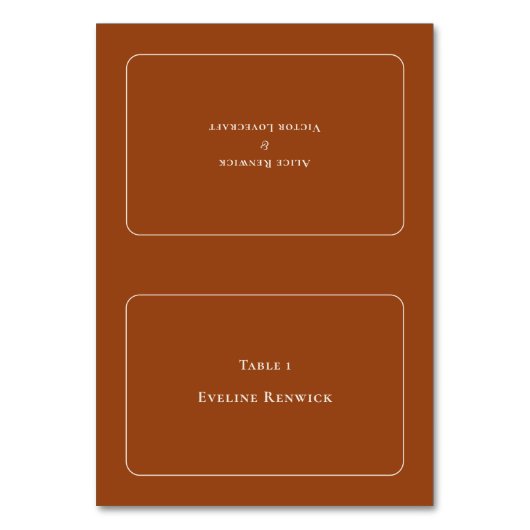 Eenvoudige Boho Terracotta Wedding Foldable Place Kaart (Voorkant)