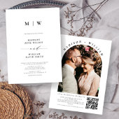 Eenvoudige Boho Trouwboog Foto QR Code Kaart