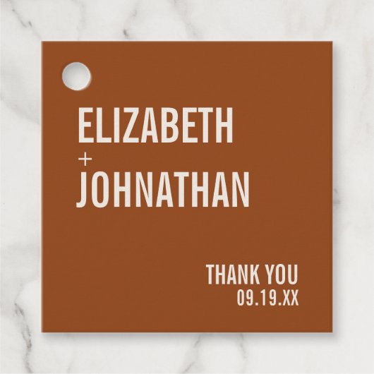 Eenvoudige Boho Typografie Weddenschap Bedankt Bedankjes Labels (Voorkant)