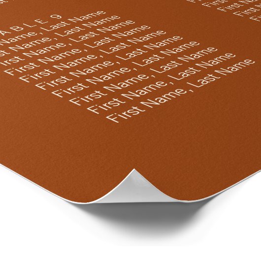 Eenvoudige Boho Typografie Wedding Seating Chart Poster (Hoek)