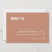 Eenvoudige Boho Typography Weddenschap Hartelijk d Bedankkaart (Achterkant)