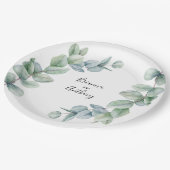 Eenvoudige Boho Waterverf Eucalyptus Greenery Wedd Papieren Bordje (Gekanteld)